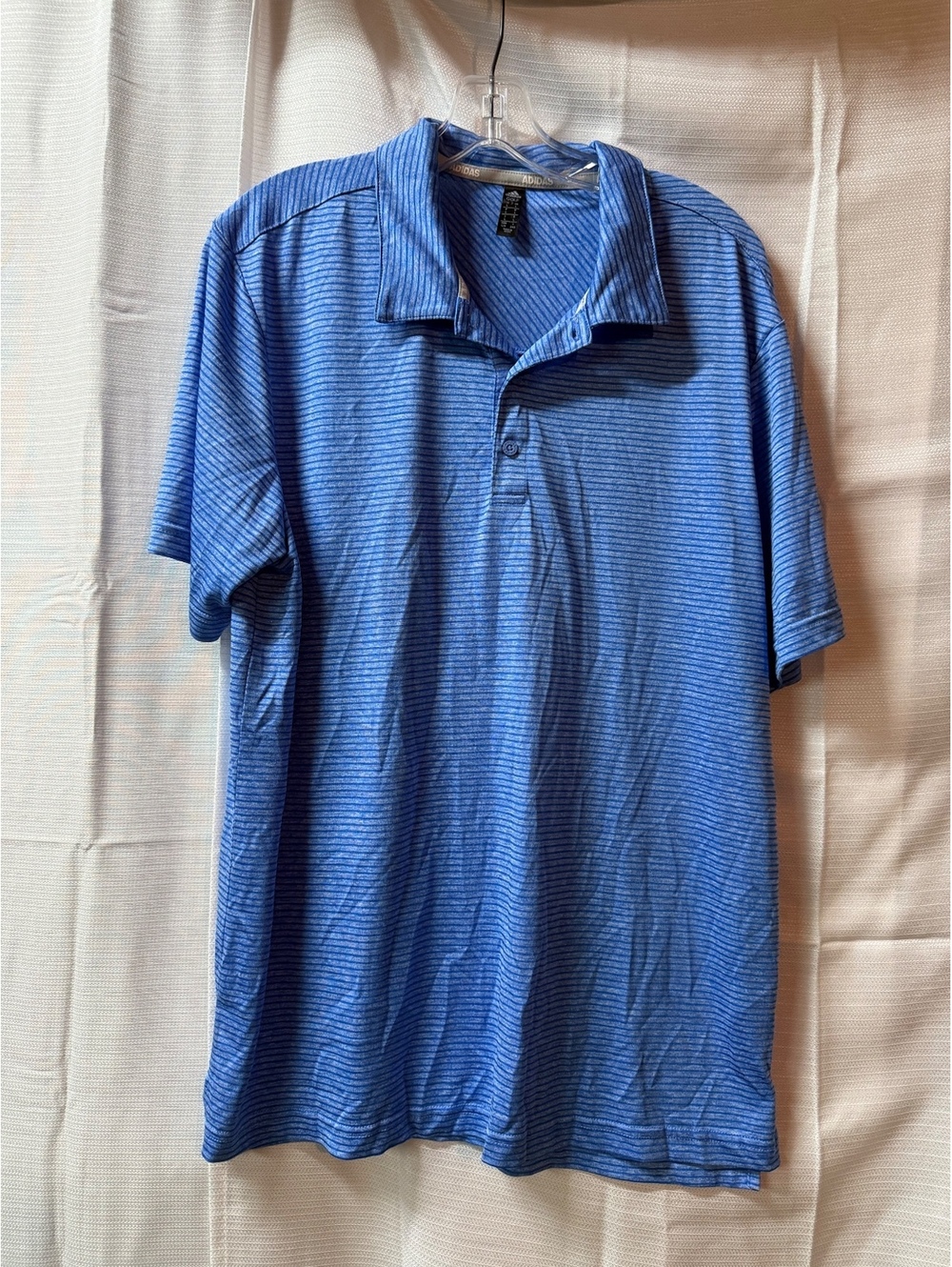 Adidas Golf Men's Blue Striped Polo Shirt Size Large